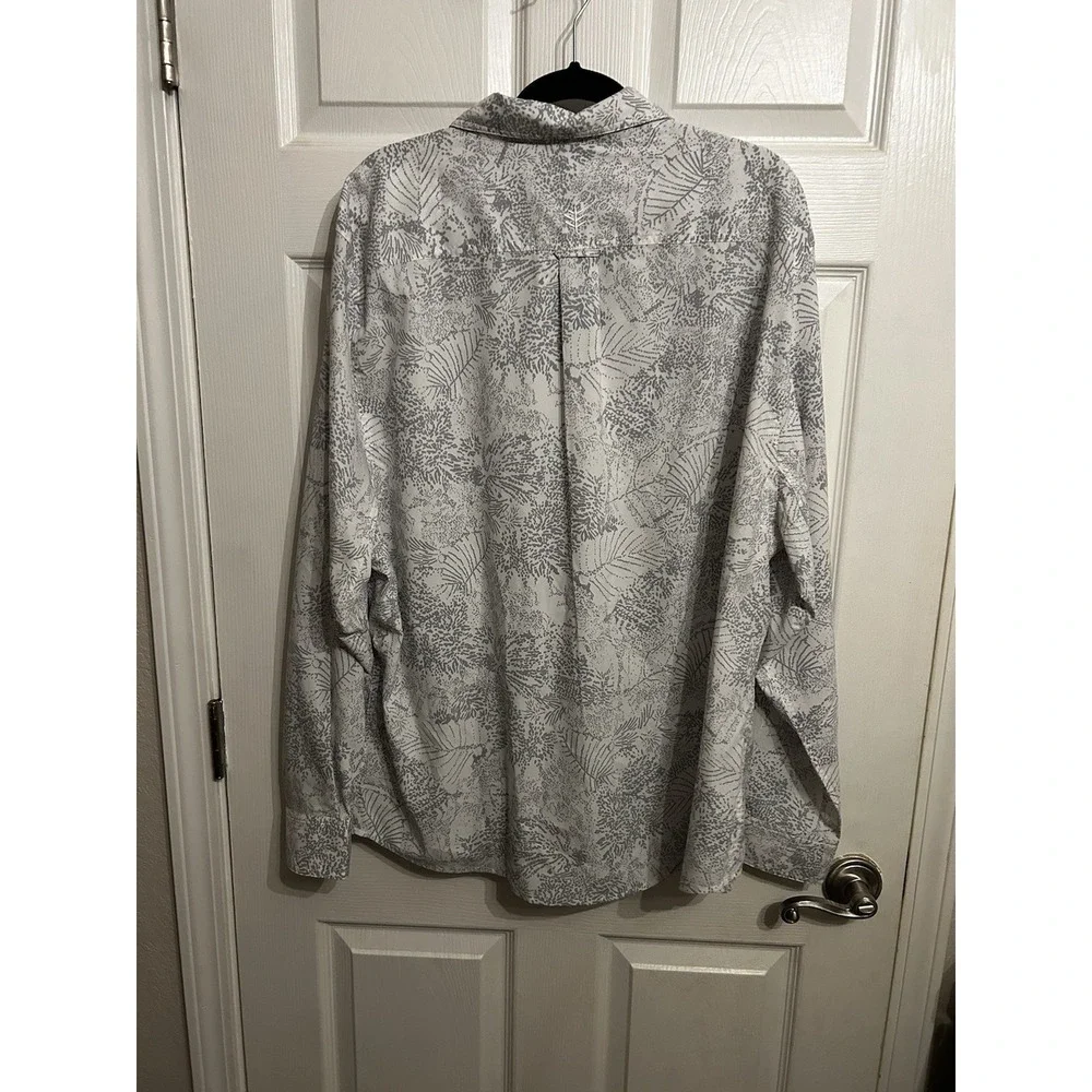 Coolibar Mens XXL Aricia Sun Shirt Button Down Long Sleeve‎ Gray Palm UPF 50+
